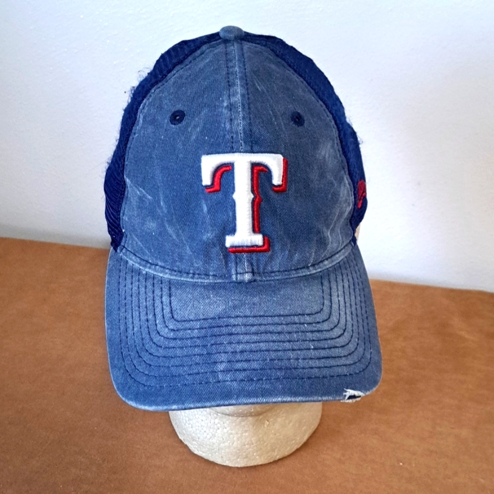 Texas Rangers New Era Hat "T" Logo Distressed Mesh Adjustable.